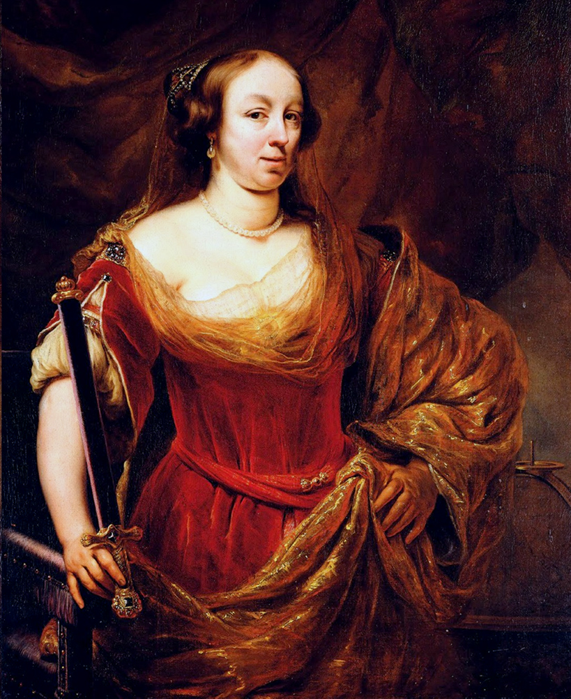 Ludwika Maria Gonzaga na portrecie pędzla Ferdinanda Bola (domena publiczna).