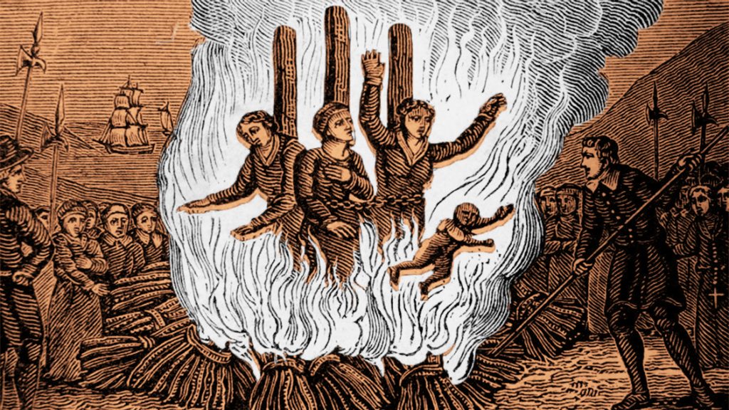 Kobiety na stosie. Ilustracja poglądowa (domena publiczna),
