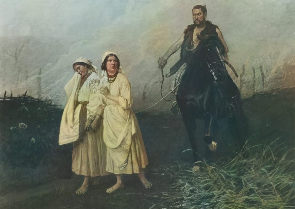 Podczas walnych wypraw do tatarskiej niewoli dostawały się tysiące mieszkańców Rzeczpospolitej (Antoni Piotrowski/domena publiczna).