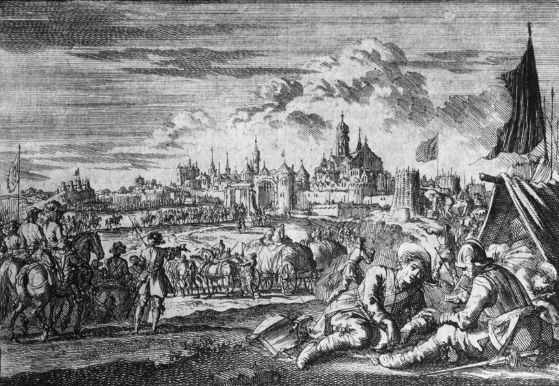 XVII-wieczne wyobrażenie Polaków wkraczających do Moskwy (domena publiczna).
