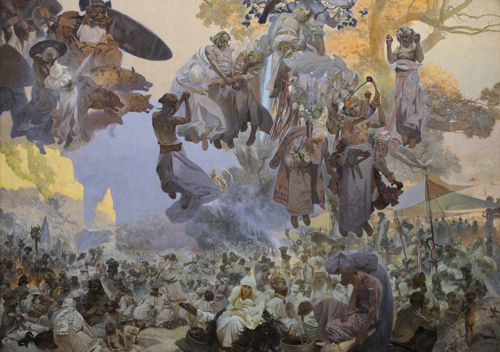 "Święto Światowida", obraz Alfonsa Muchy (domena publiczna).