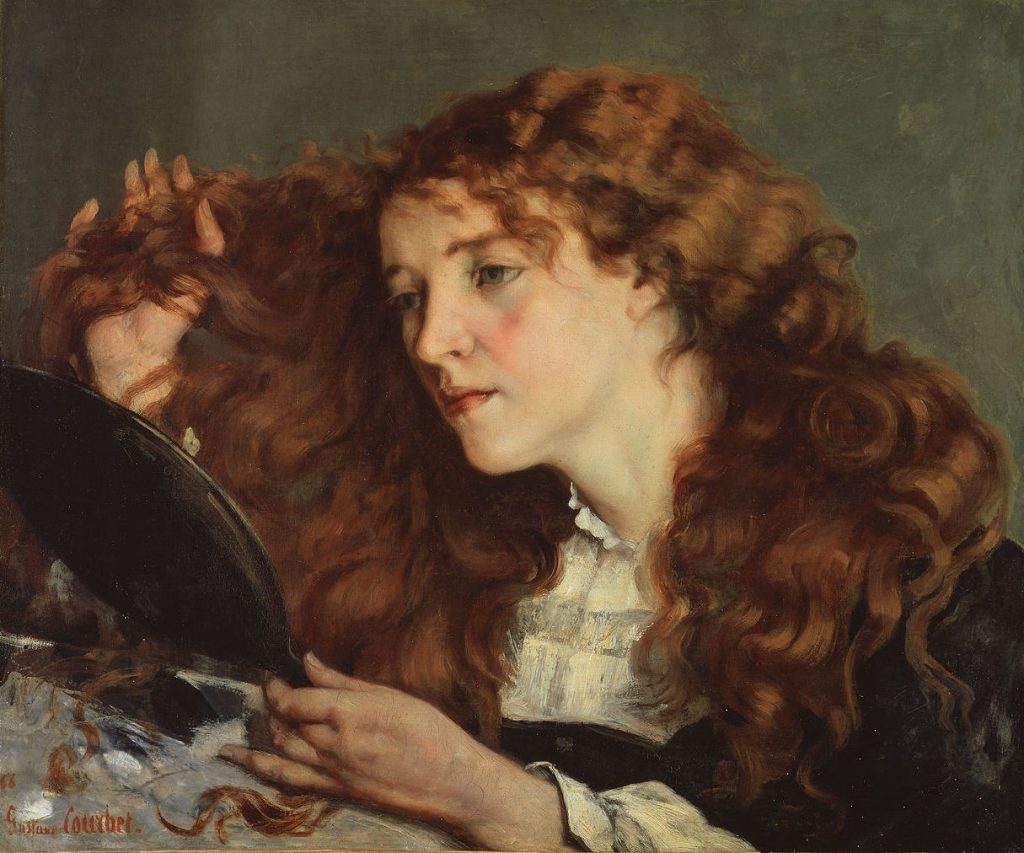 Rudowłosa irlandzka dziewczyna na obrazie Gustave'a Courbeta (domena publiczna).