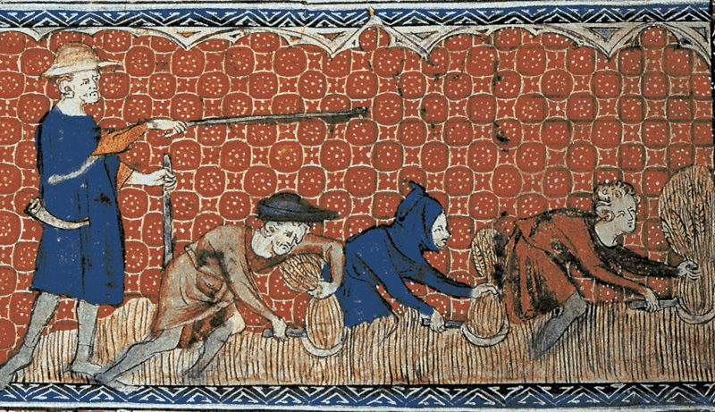 Średniowieczne zachodnioeuropejska wieś borykała się z dotkliwym przeludnieniem (domena publiczna).