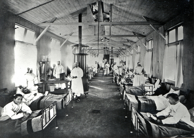 Szpital dla chorych na cholerę hamburczyków (domena publiczna).