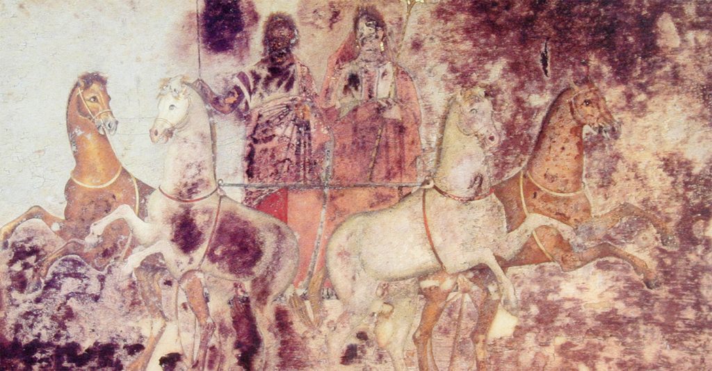 Macedoński fresk z IV wieku przedstawiająca Hadesa i Persefonę.