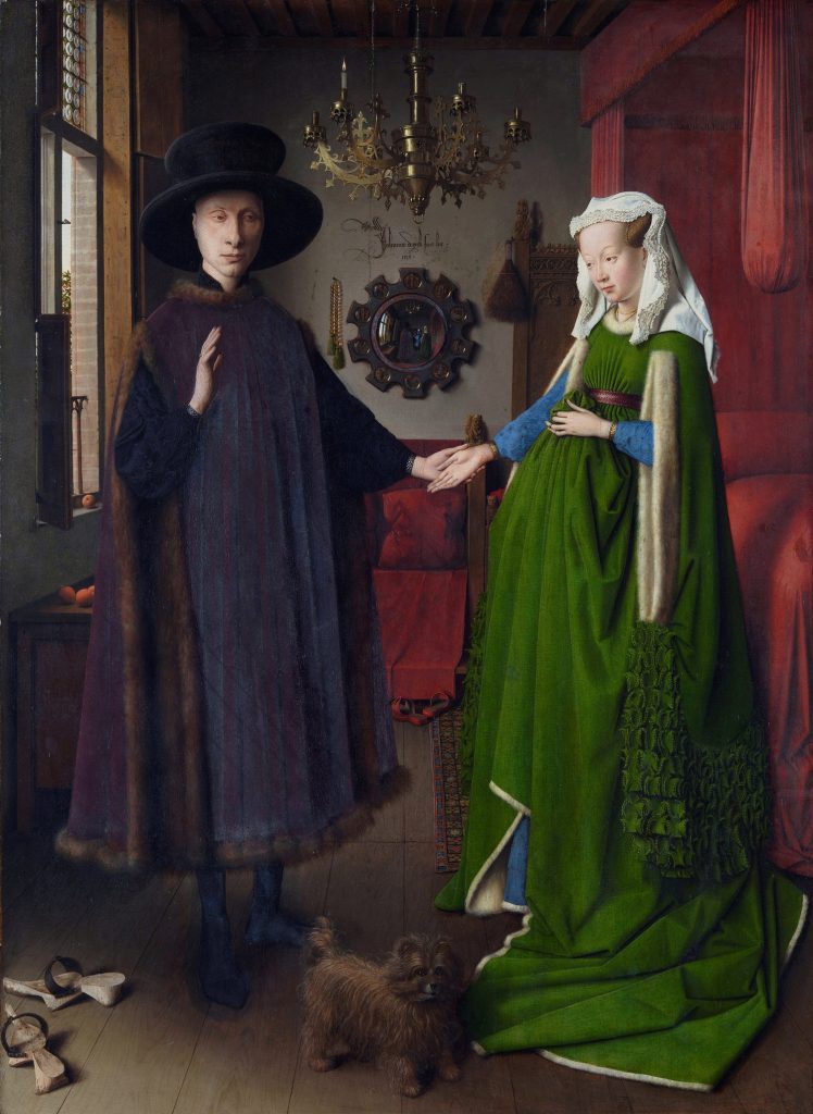 Portret małżonków Arnolfinich w pełen jest ukrytych symboli (domena publiczna).