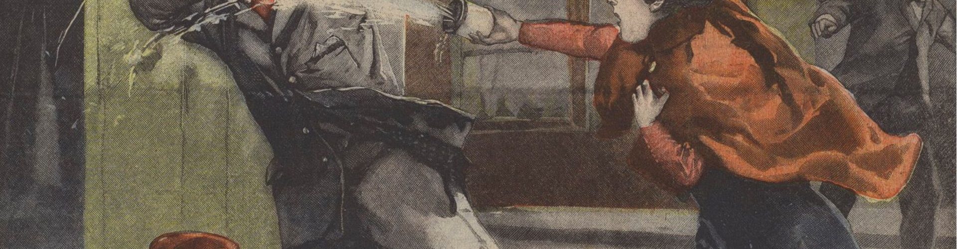 Atak kwasem na ilustracji prasowej z końca XIX wieku.