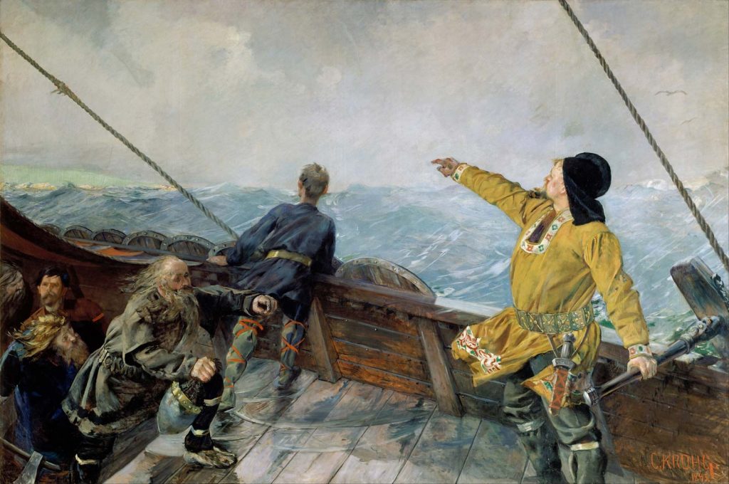 Leif Eriksson odkrywa Amerykę. Obraz Christiana Krogha z 1892 roku.