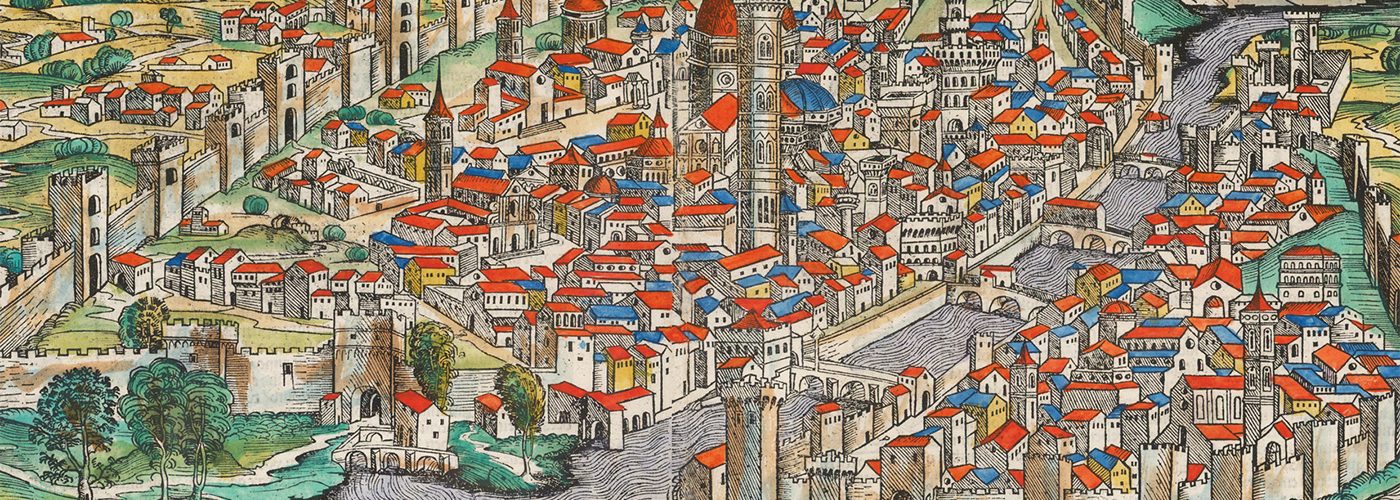 Florencja na mniaturze z Kroniki Norymberskiej. Rok 1493.
