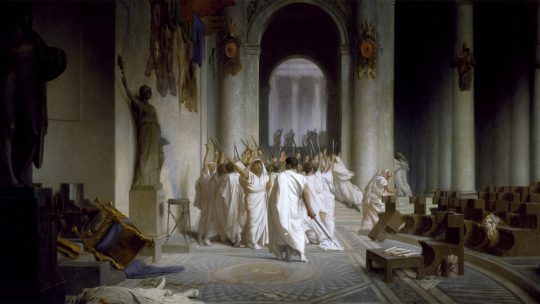 Pierwsze chwile po zamachu na Cezara. Obraz Jeana-Léona Gérôme.