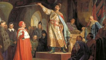 Roman halicki w bardziej szczęśliwych dla siebie chwilach. Obraz Nikołaja Newrewa