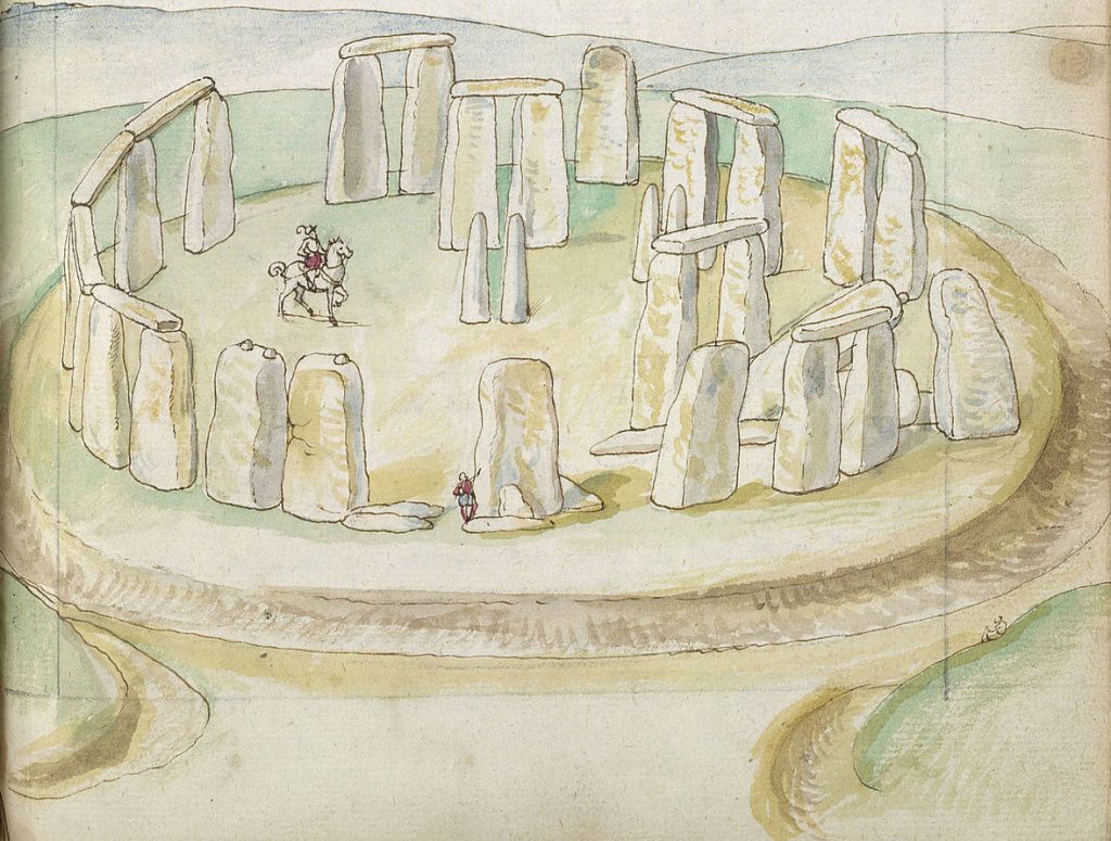Pierwsze zachowane realistyczne przedstawienie Stonehenge z lat 70. XVI wieku (Lucas de Heere/domena publiczna).