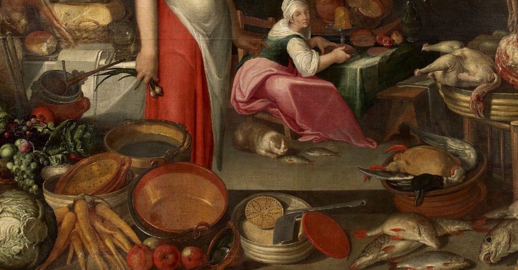Kuchenny rozgardiasz na obrazie nieznanego XVI-wiecznego malarza.