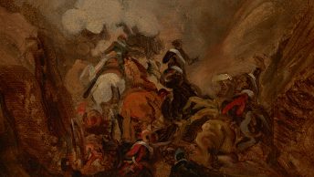 Szarża w wąwozie Somosierra. Fragment obrazu Piotra Michałowskiego.
