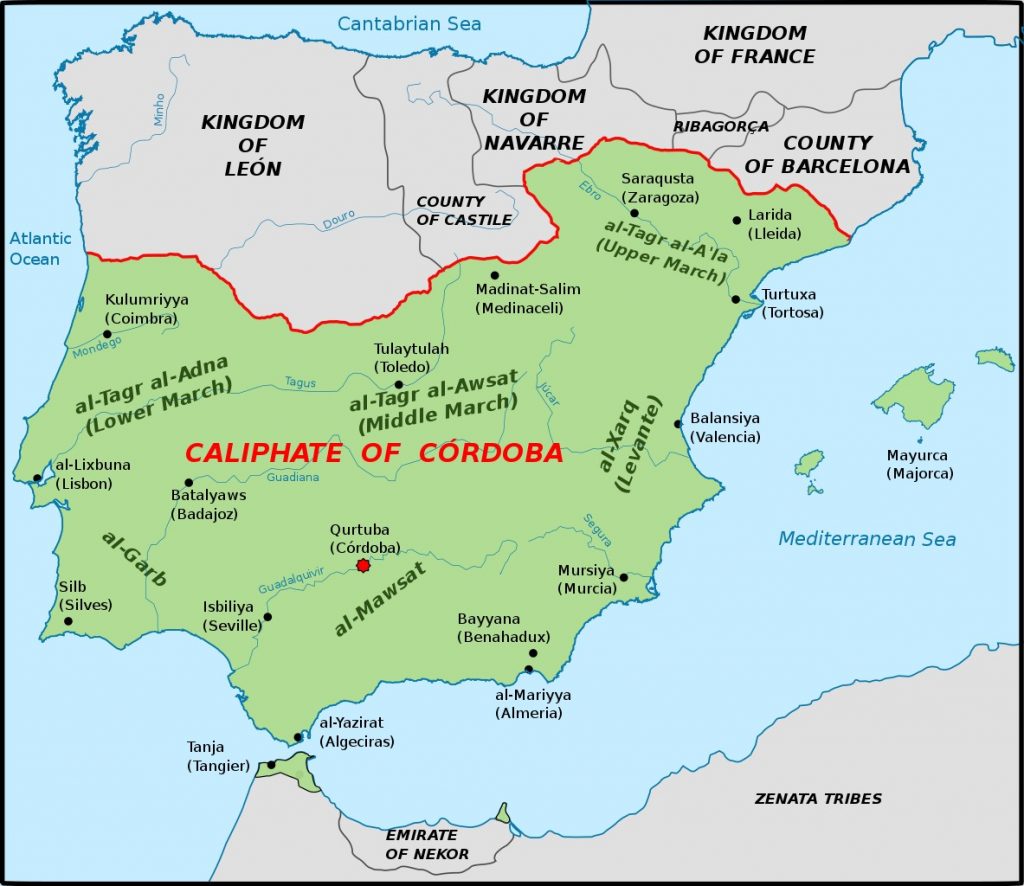 Kalifat Kordoby w 1000 roku (Tyk/CC BY-SA 3.0).