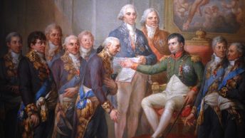 Nadanie Konstytucji Księstwa Warszawskiego przez Napoleona Marcello Bacciarelli/domena publiczna).,