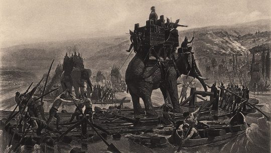 Przeprawianie słoni przez Rodan w drodze do Italii
