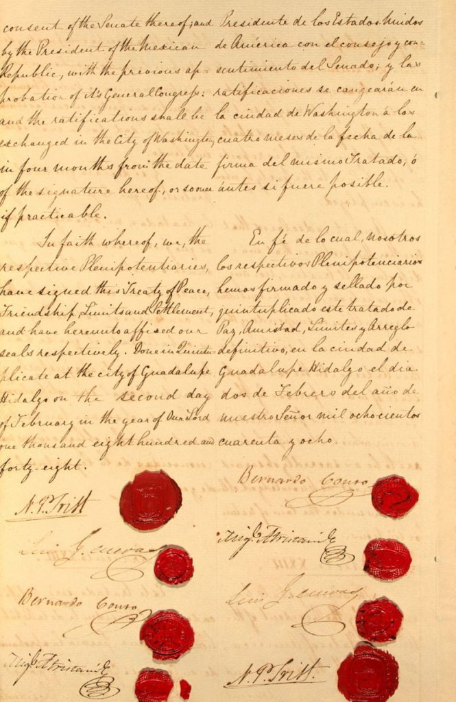 Egzemplarz traktatu z Guadalupe Hidalgo podpisany przez Nicholasa Trista.