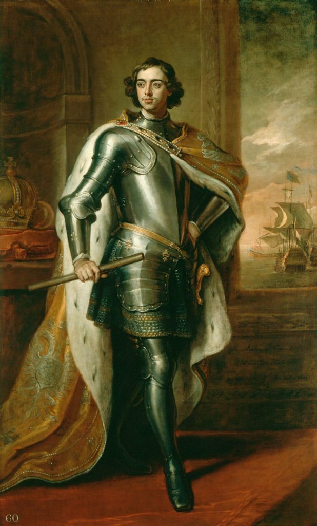 Portret Piotra I namalowany podczas pobytu cara w Anglii (Godfrey Kneller/domena publiczna). 