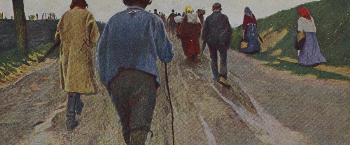 Wiejska procesja na obrazie Alfonsa Karpińskiego z 1910 roku.