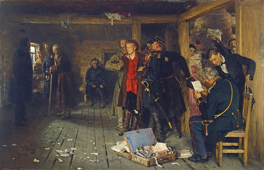 Aresztowanie przez Ochranę. Obraz Ilji Repina.