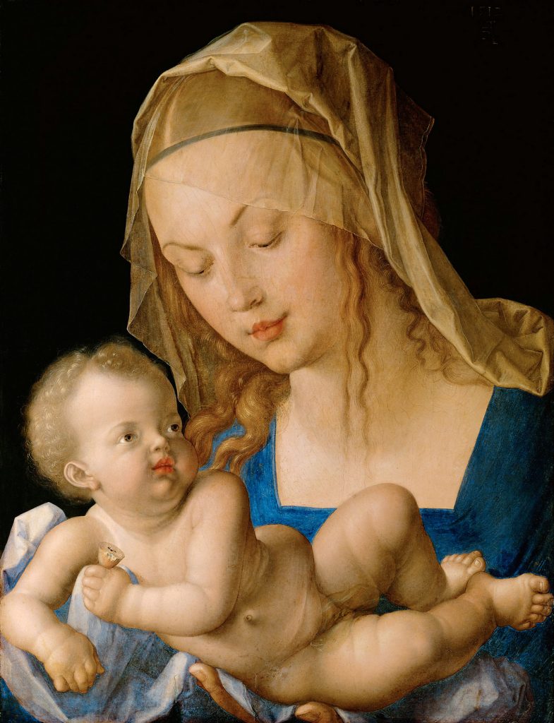 Madonna z Dzieciątkiem i gruszką Albrechta Dürera (domena publiczna).