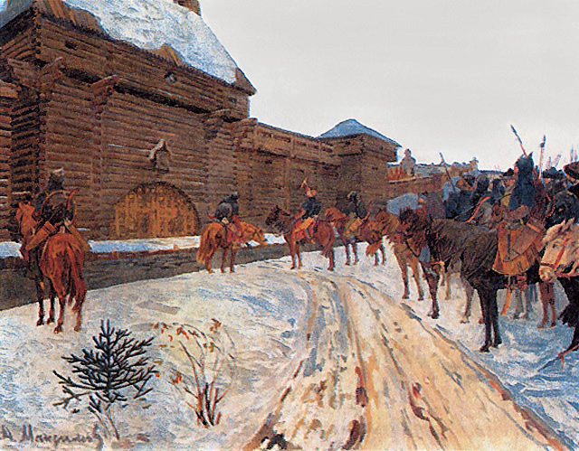 Obraz W. Maksimowa przedstawiający Mongołów pod murami Włodzimierza (domena publiczna).