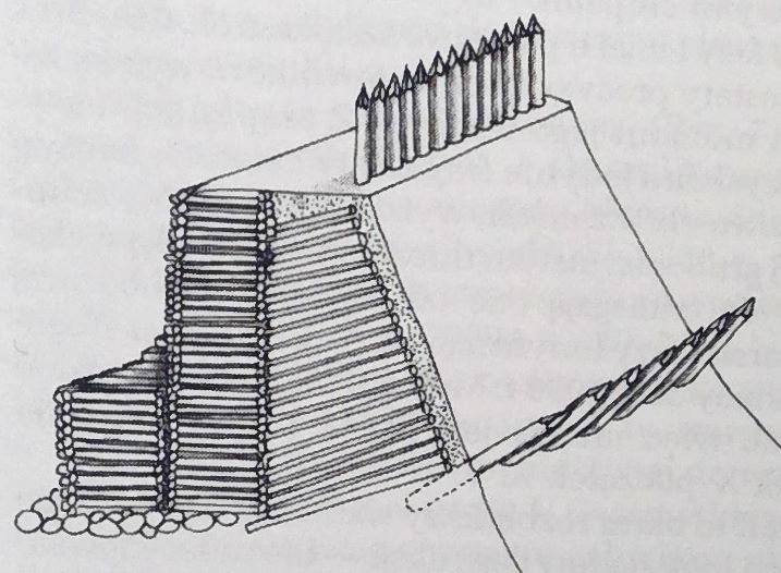 Rekonstrukcja wałów grodu płockiego w XI wieku.