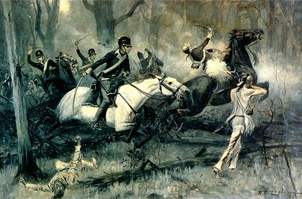 Szarża amerykańskie kawalerii podczas bitwy pod Fallen Timbers