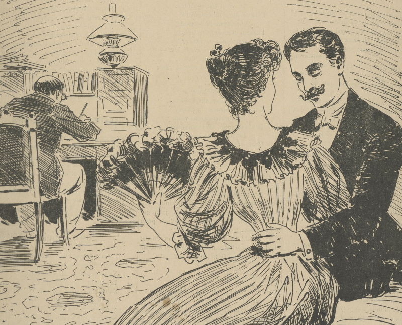 Flirt na okładce "Kolców" z roku 1896.