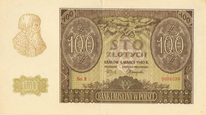 Banknot 100-złotowy Banku Emisyjnego w Polsce.