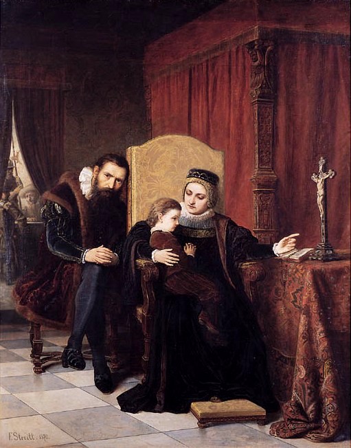 Katarzyna Jagiellonka z mężem i synem na obrazie