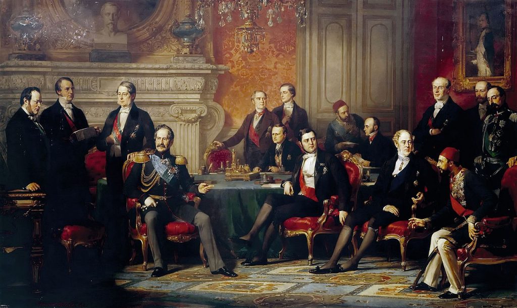 Podpisanie traktatu paryskiego kończącego wojnę krymską (Edouard Louis Dubufe/domena publiczna).