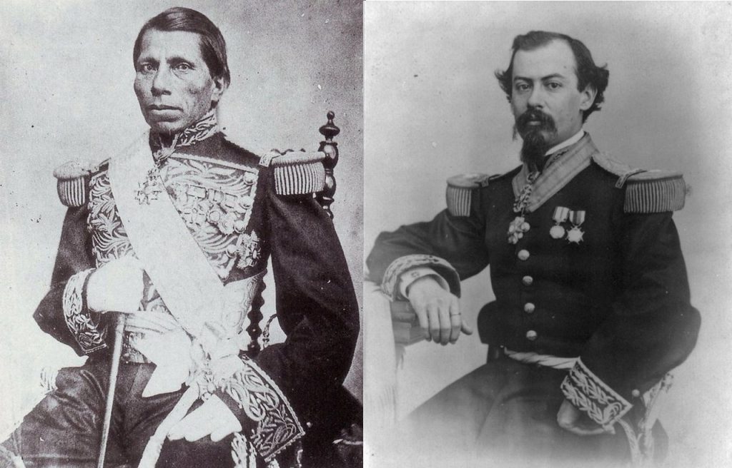 Generałowie Tomás Mejía oraz Miguel Miramón. Obaj podzielili los Maksymiliana (domena publiczna).