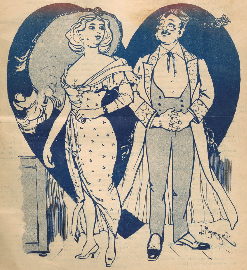 Małżeństwo na okładce czasopisma Kolce z 1914 roku.