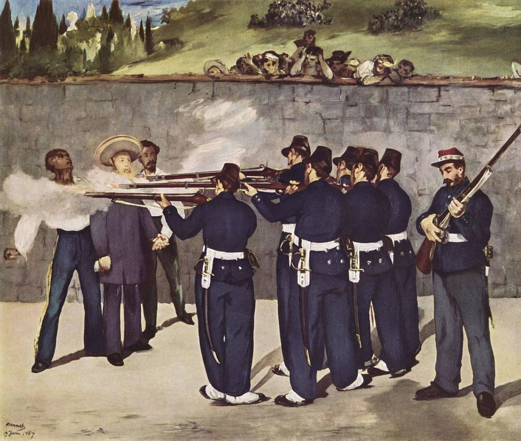 Rozstrzelanie cesarza Maksymiliana na obrazie obraz Édouarda Maneta (domena publiczna).