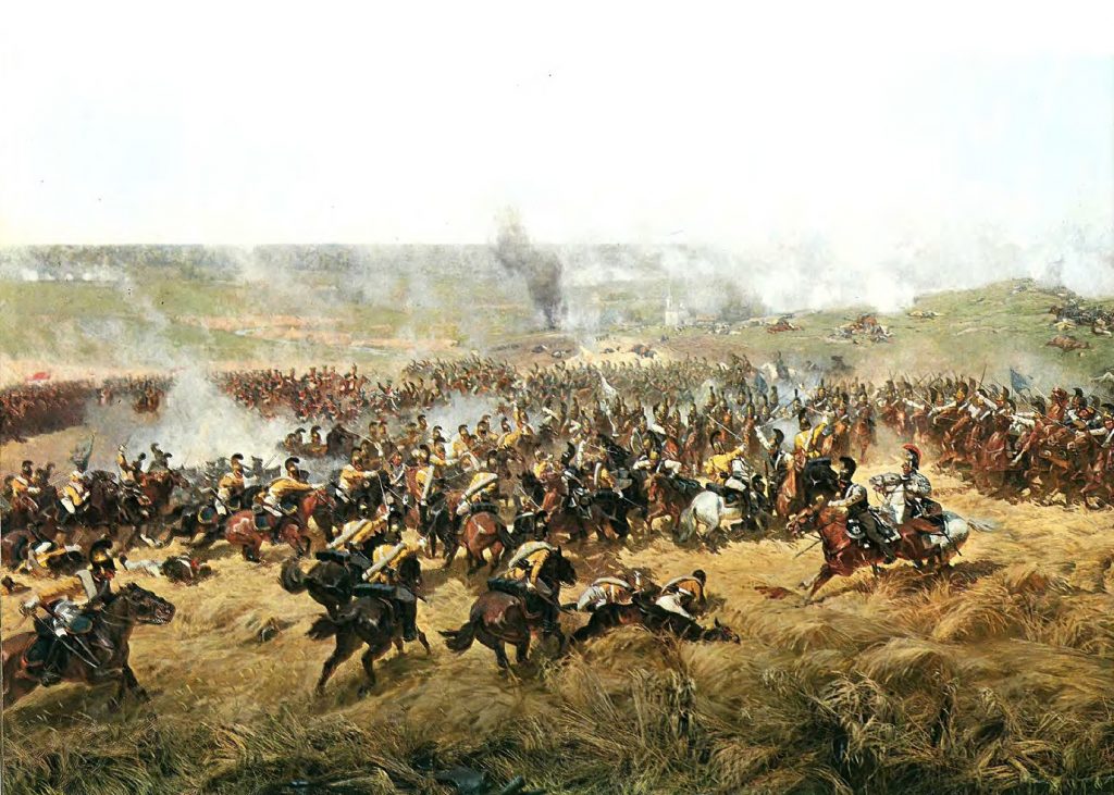 Starcie francuskiej i rosyjskiej kawalerii pod Borodino (Franz Roubaud/domena publiczna).