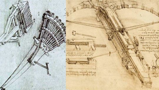 Karabin maszynowy i wielka kusza w wyobrażeniu Leonarda da Vinci