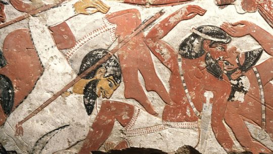 Bitwa z udziałem egipskiej armii. Płaskorzeźba z XV wieku p.n.e.