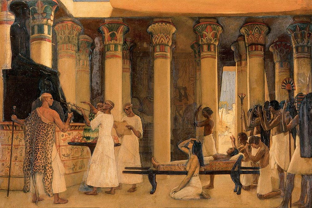 Egipska modlitwa o zdrowie w wyobrażeniu XIX-wiecznego malarza.