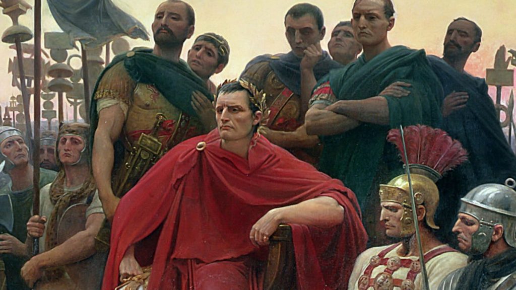 Juliusz Cezar w okresie wojny galijskiej na obrazie Lionela Royera.