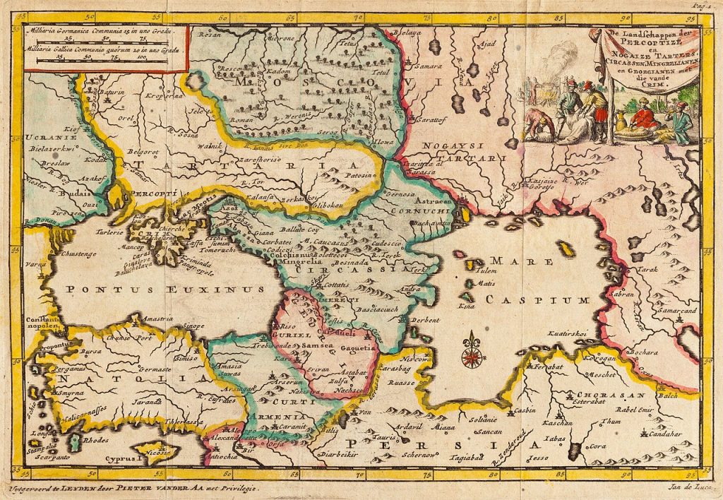 Mapa Chanatu Krymskiego z początku XVIII wieku (Piter Van der Aa/CC BY-SA 3.0).