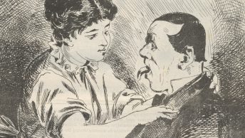 Między sumieniem a zdrowiem. Okładka Kolców z 1876 roku.