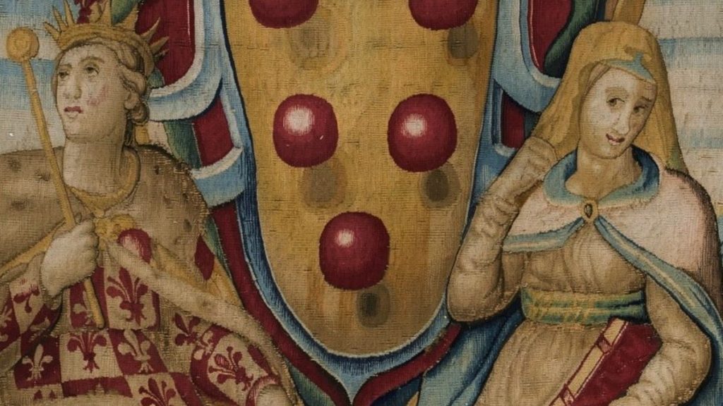 Fragment XV-wiecznej tapiserii weselnej Medyceuszy.