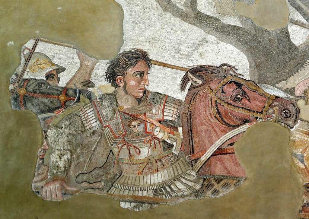 Mozajka przedstawiająca Aleksandra podczas bitwy pod Issos (domena publiczna).