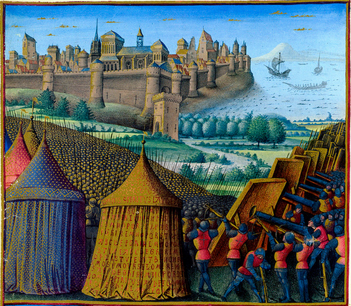 Późnośredniowiecze wyobrażenie oblężenia Askalonu w 1153 roku (domena publiczna).