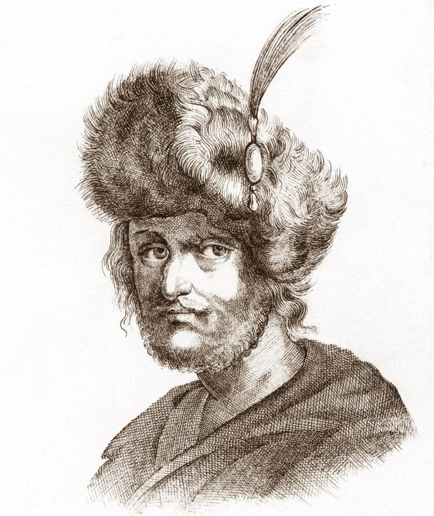 XIX-wieczne wyobrażenie Dymitra Samozwańca II zwanego Łotrem Tuszyńskim (domena publiczna).