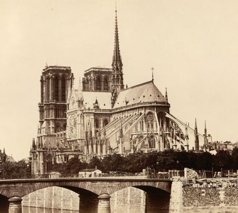 Katedra Notre Dame w Paryżu około 1860 roku.