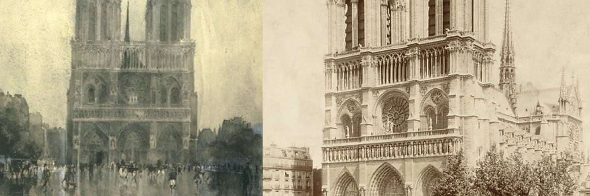 Katedra Notre Dame w Paryżu w XIX wieku.