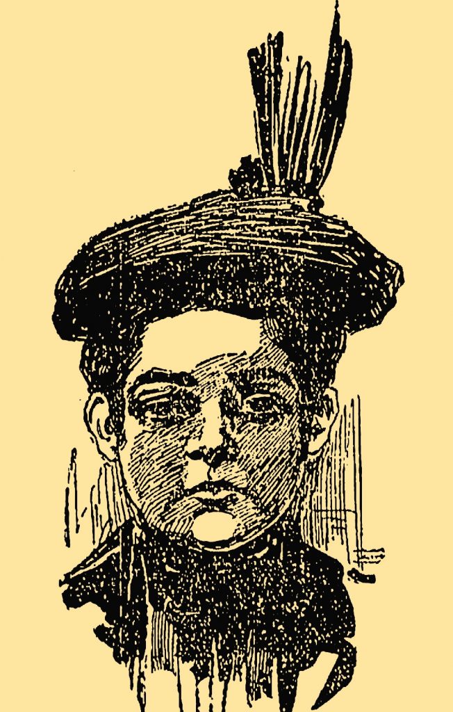 Maria Barbella na rysunku prasowym wykonanym w czasie jej procesu (domena publiczna).